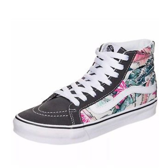 Vans Sk8 Hi Slim Tropical Multi White Floral Shoes - Picture 2 of 7